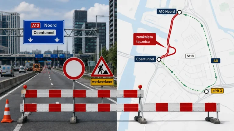 Utrudnienia przy Coentunnel w Amsterdamie. Zamknięta łącznica A10 i wjazd S118