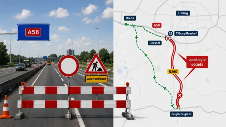 Utrudnienia na A58 Tilburg-Reeshof i N260 w kierunku Belgii – mapa zamknięć