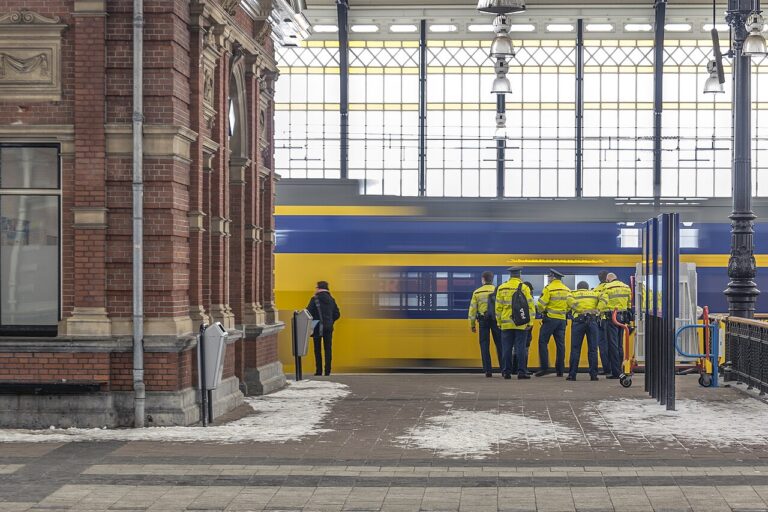 Pociąg NS na stacji kolejowej w Holandii