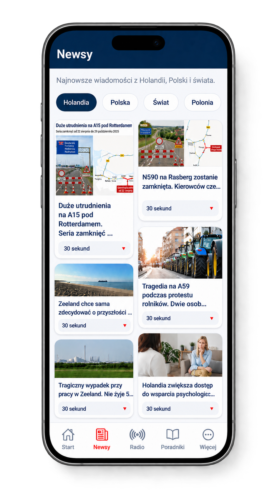 Aplikacja RadioPolskaNL - newsy