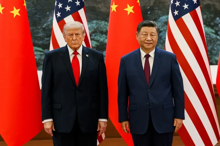Donald Trump i Xi Jinping podczas spotkania w Chinach w maju 2026 roku