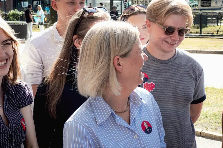Magdalena Andersson podczas spotkania w Göteborgu przed wyborami parlamentarnymi w Szwecji