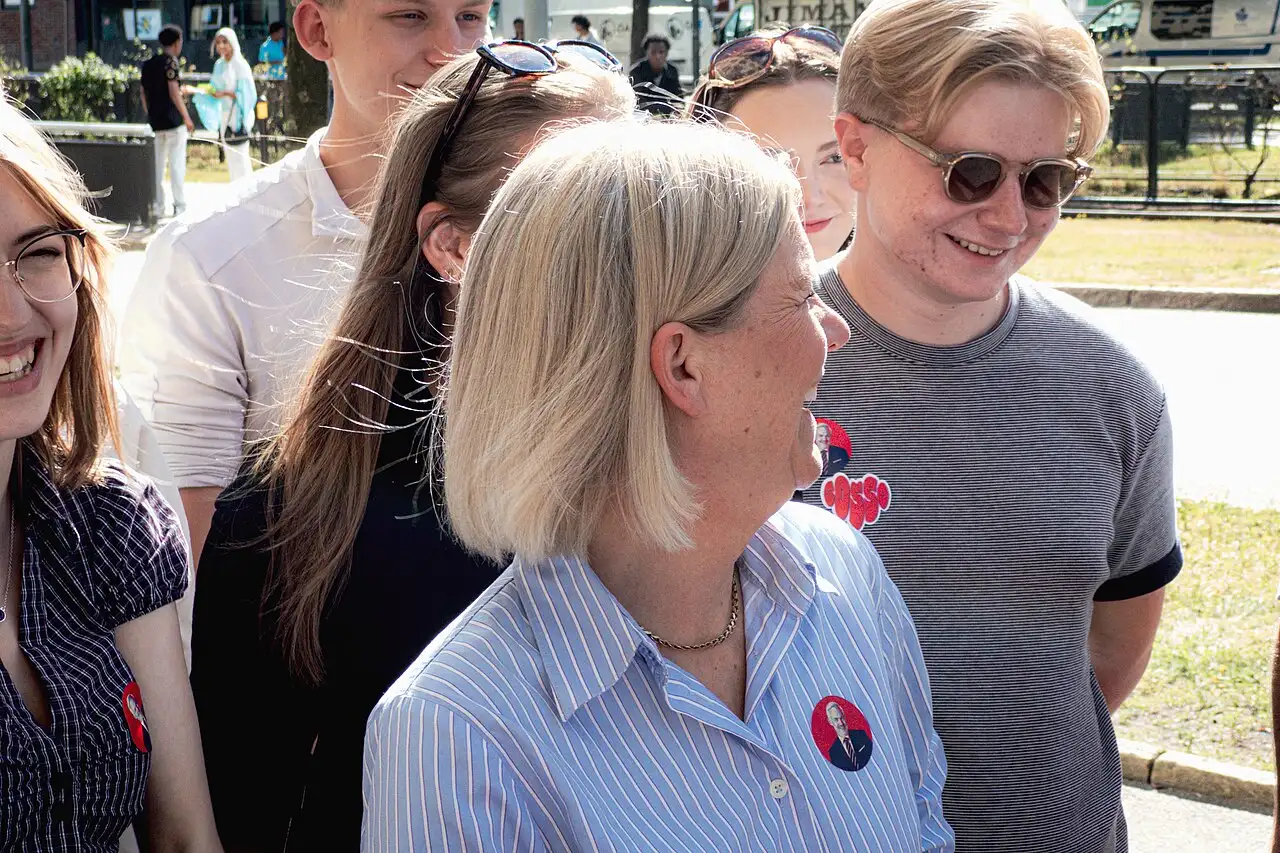 Magdalena Andersson podczas spotkania w Göteborgu przed wyborami parlamentarnymi w Szwecji