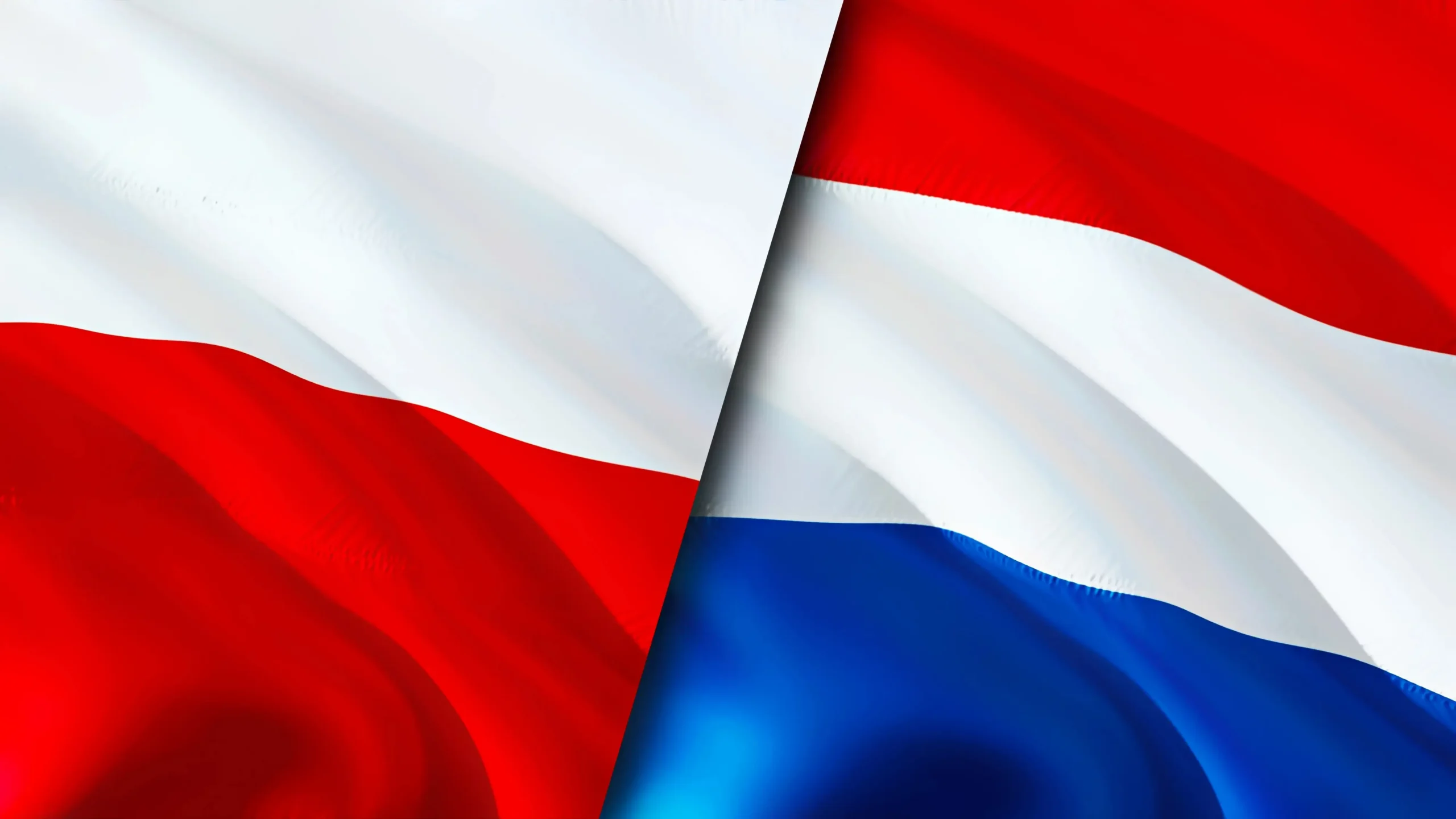Flagi Polski i Holandii obok siebie